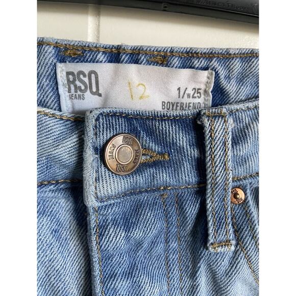 RSQ Womens Jeans Sz 1 25 Boyfriend Light‎ Blue Wash Denim 100% Cotton Ripped - Picture 3 of 7